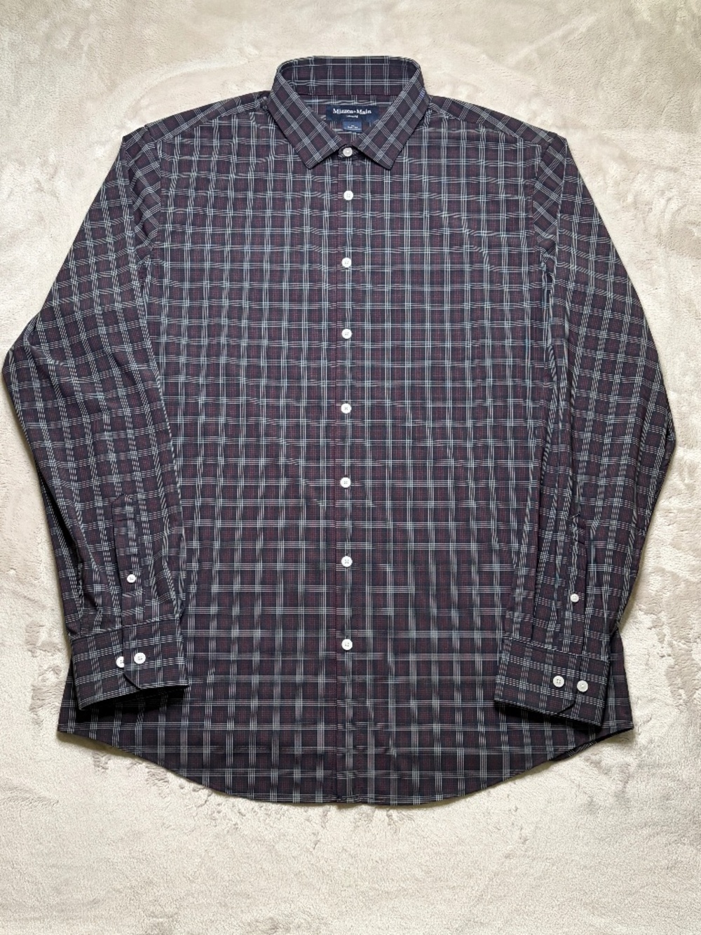Mizzen + Main Leeward Shirt Mens XL Trim Tall Plaid Long Sleeve Button-Up Preppy